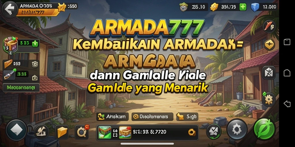 Tampilan gameplay ARMADA777 dengan armada yang sedang bertarung.