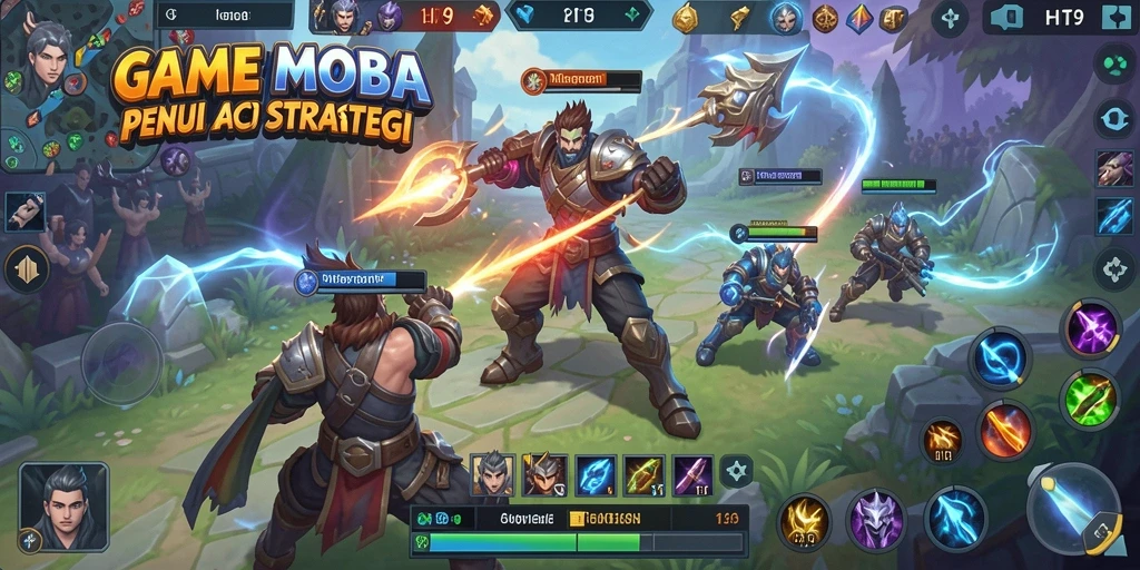 Tampilan seru gameplay MOBA di HIT9 dengan aksi seru.