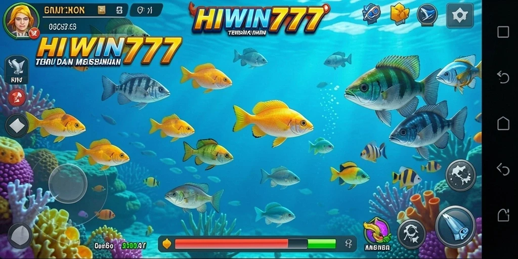 Tampilan gameplay seru HIWIN777 saat menembak ikan.