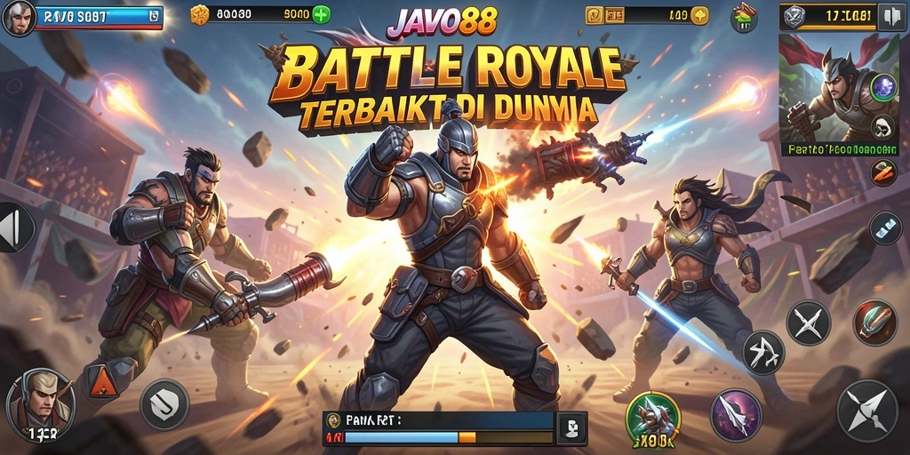 Tampilan seru gameplay <strong>JAVO88</strong> di arena Battle Royale.
