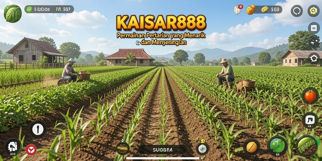 Screenshot KAISAR888 menampilkan aktivitas pertanian yang seru dan warna-warni.