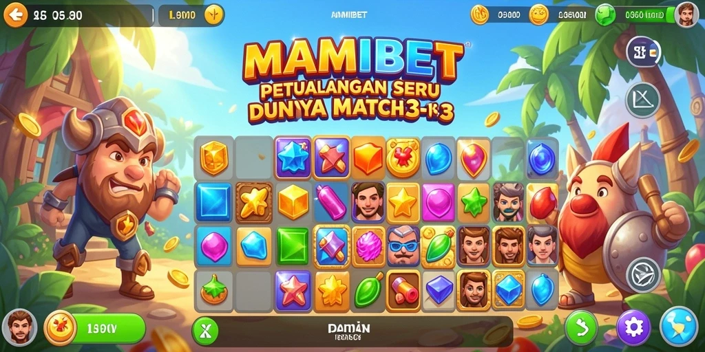 Screenshot gameplay MAMIBET dengan kombinasi item warna-warni.
