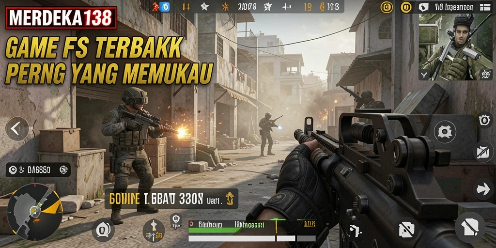 Skrinsut gameplay MERDEKA138 yang menampilkan aksi pertempuran intens.