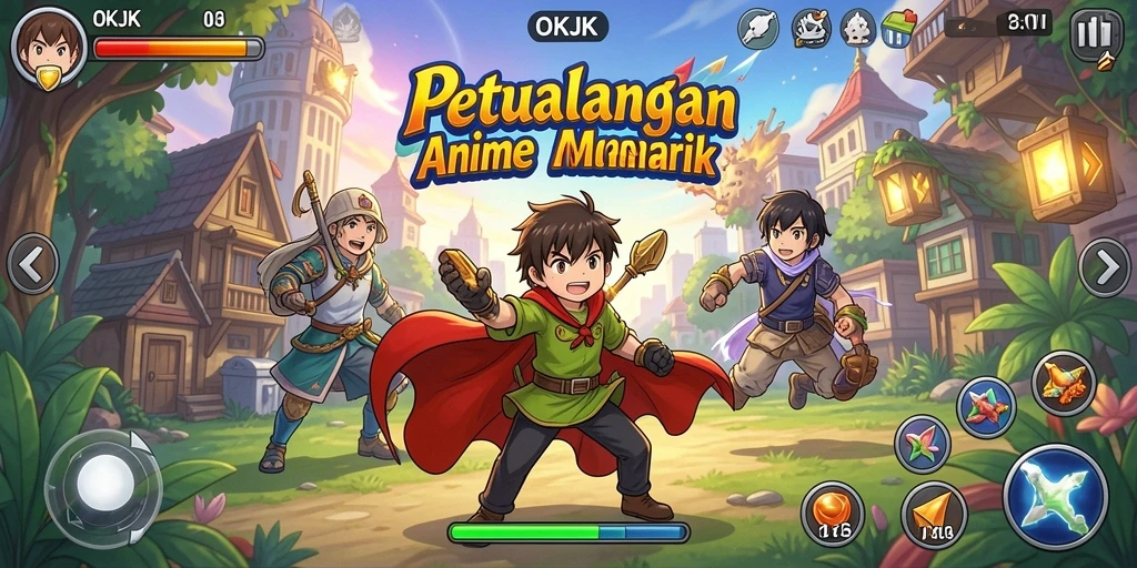 Gameplay <strong>OKJK</strong> menunjukkan pertempuran karakter anime yang seru dan menarik.