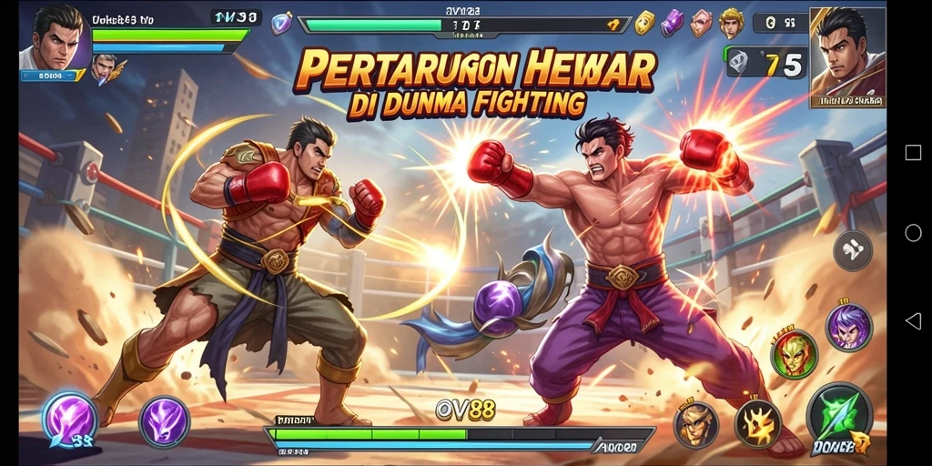 Tampilan gameplay OVO88 yang mendebarkan saat bertarung di arena.