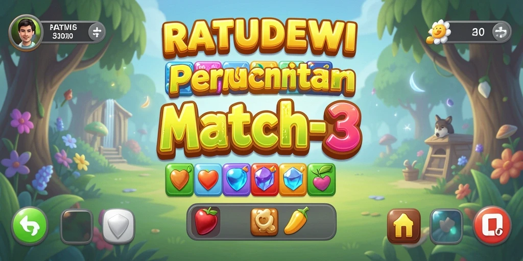 Tampilan gameplay menarik dari RATUDEWI saat mencocokkan elemen.
