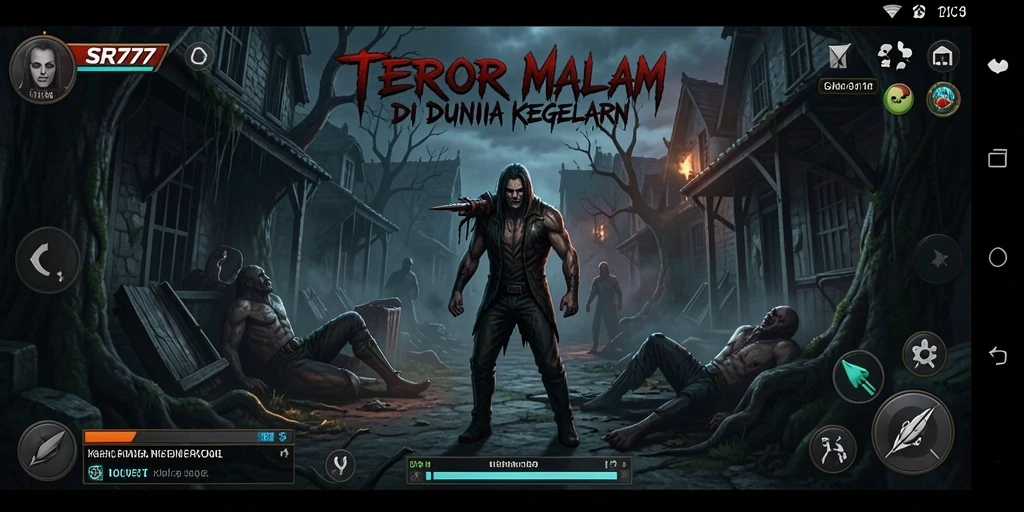 Screenshot utama SR777 menampilkan suasana mencekam dan gameplay yang intens.