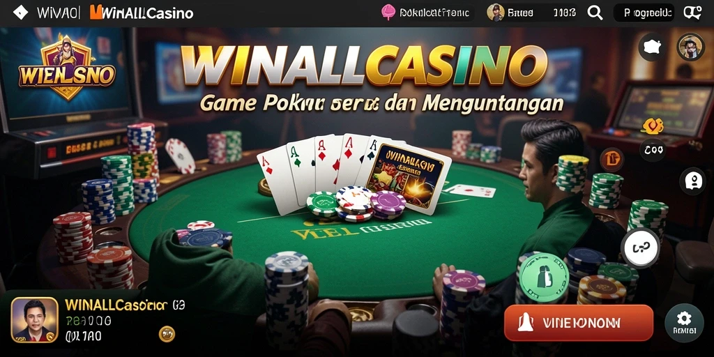 Tampilan gameplay seru dari WINALLCASINO saat bermain poker.